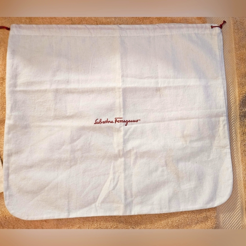 Salvatore Ferragamo Drawstring Shoe Pair Wash Dry Clean Dust Bag Double Two Slot